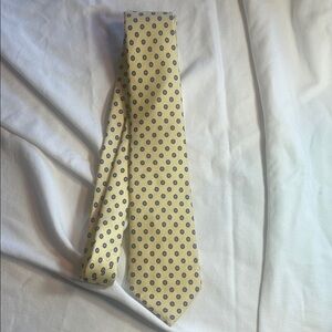 Lands' End Yellow Tie with Blue Dots 100% Silk